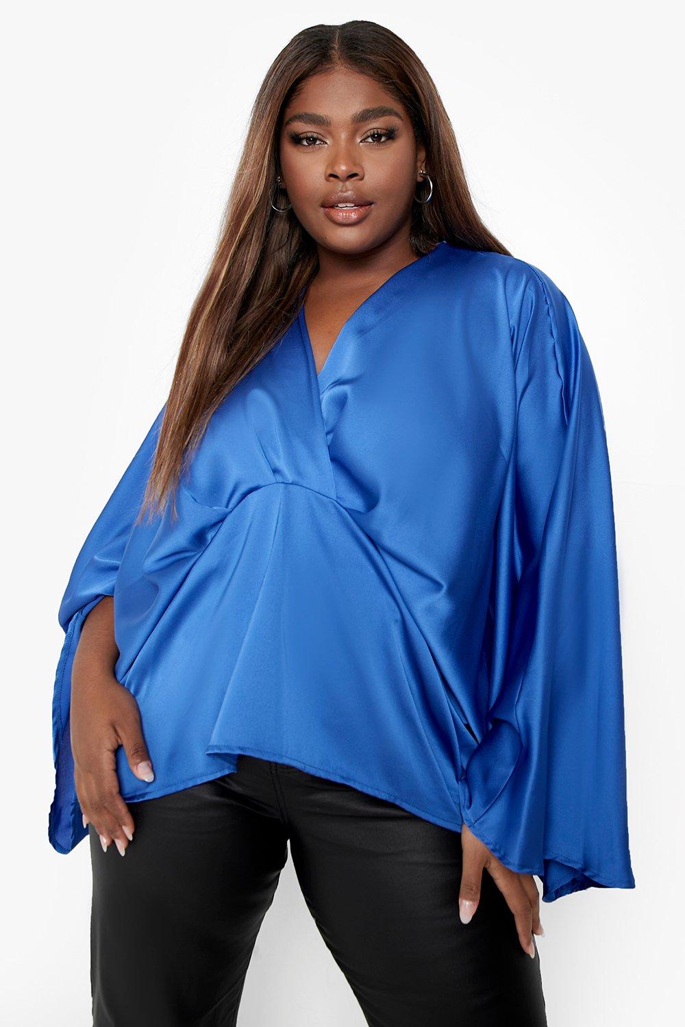 Blouse satin online bleu