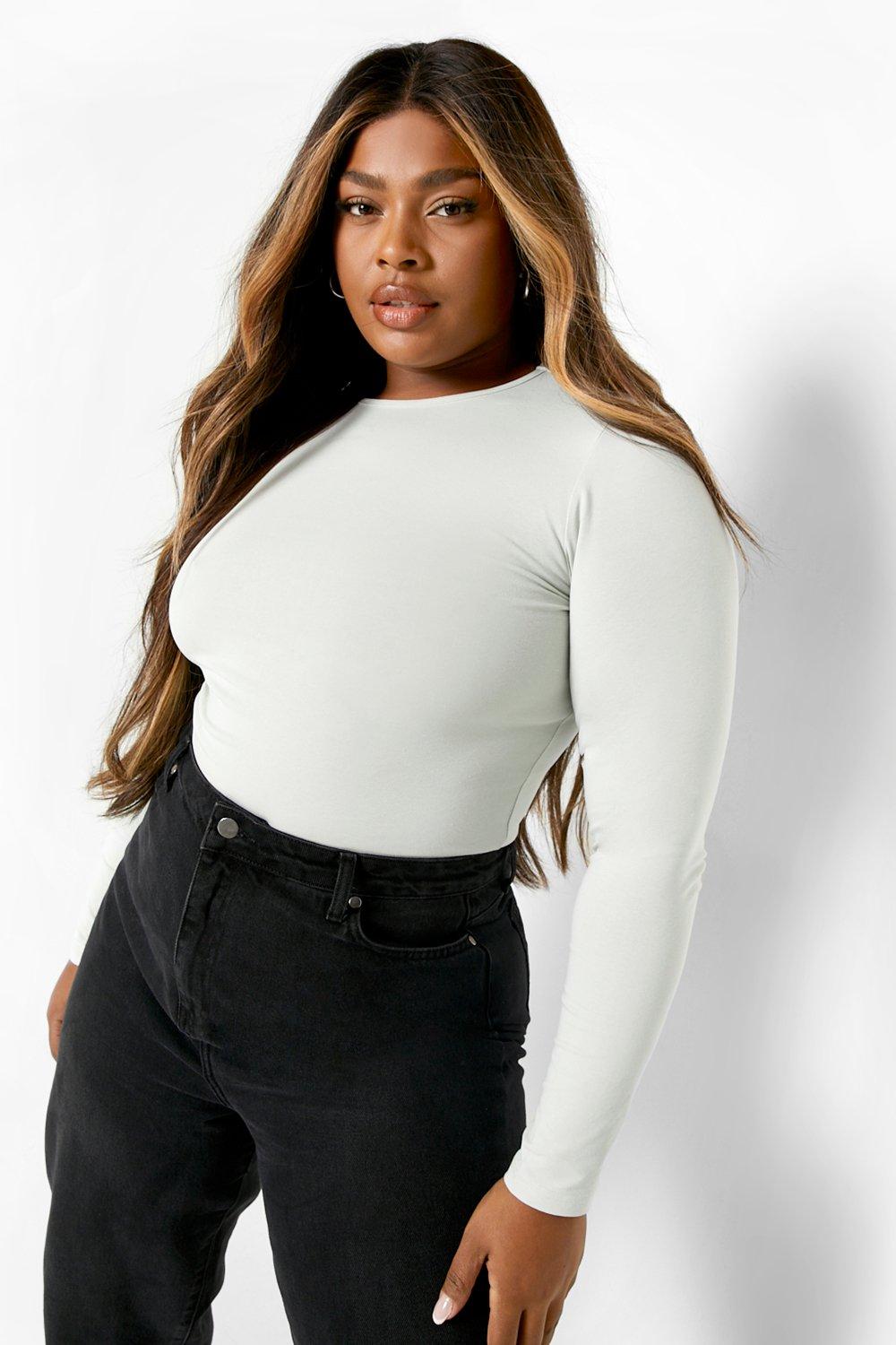 Plus Two Tone Button Front Top