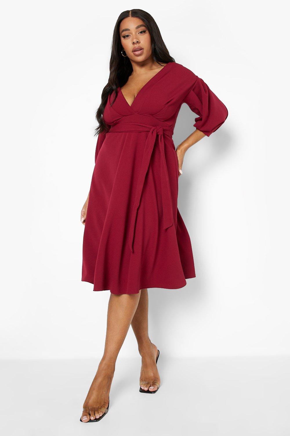 Plus Off Shoulder Wrap Midi Dress