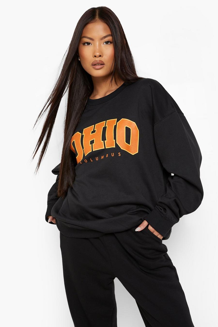 Black Petite Ohio Printed Oversized Sweatshirt image number 1