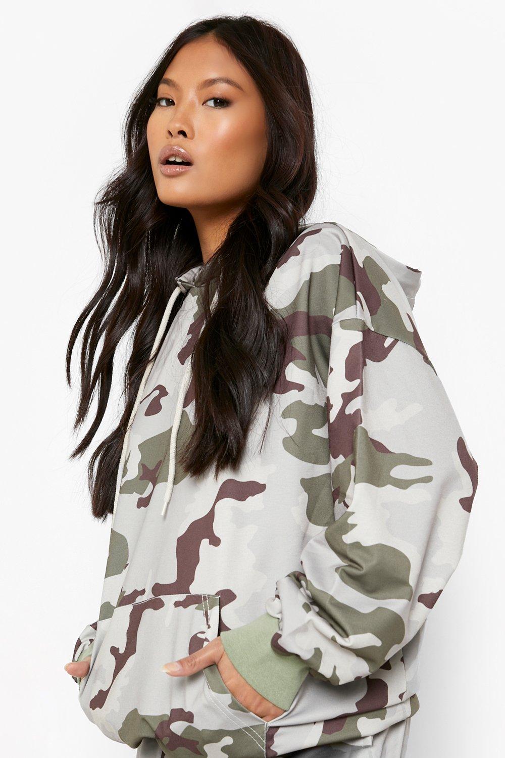 Camo print shop hoodie women's