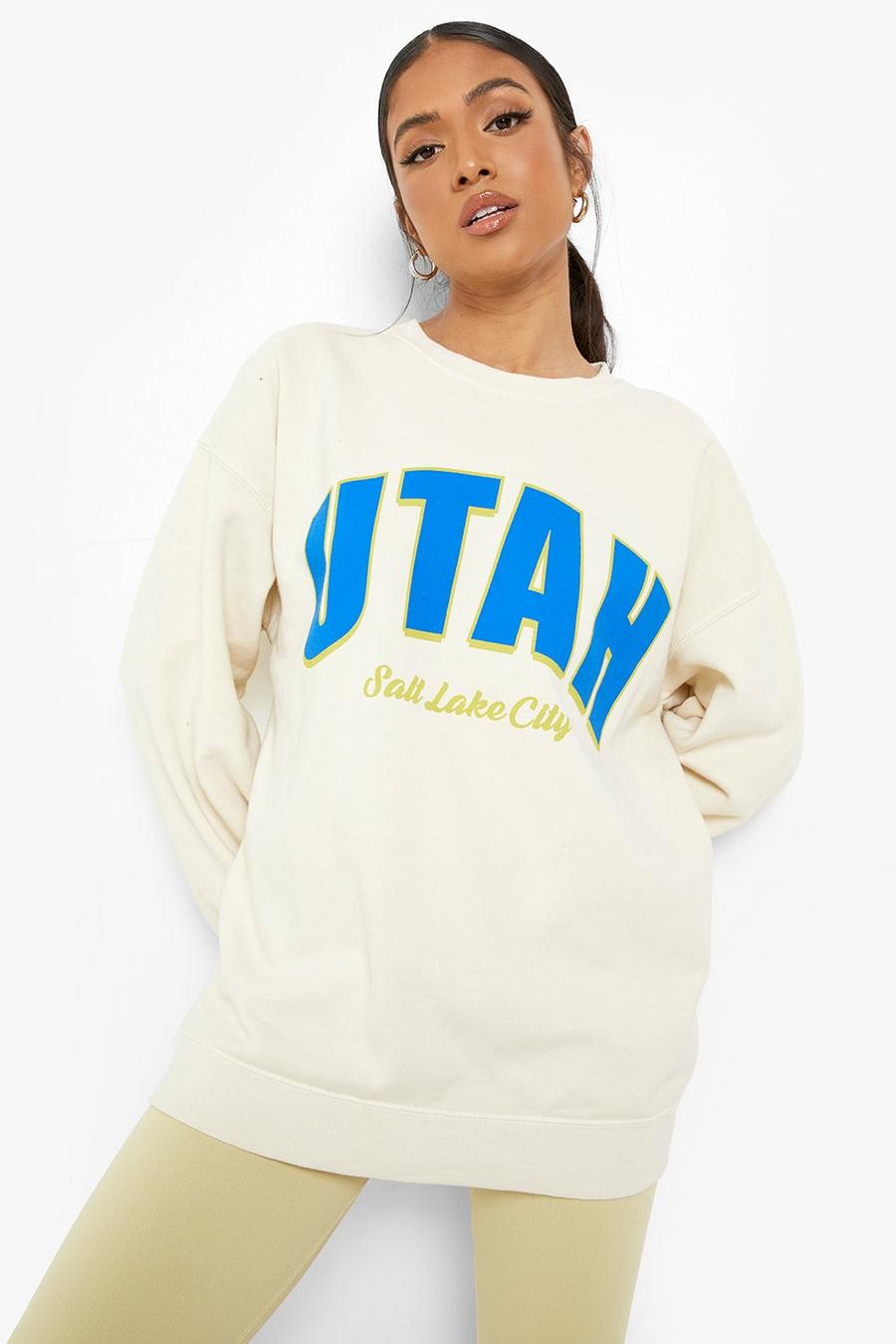 Butterscotch Petite Overdye Utah Printed Oversized Sweatshirt image number 1