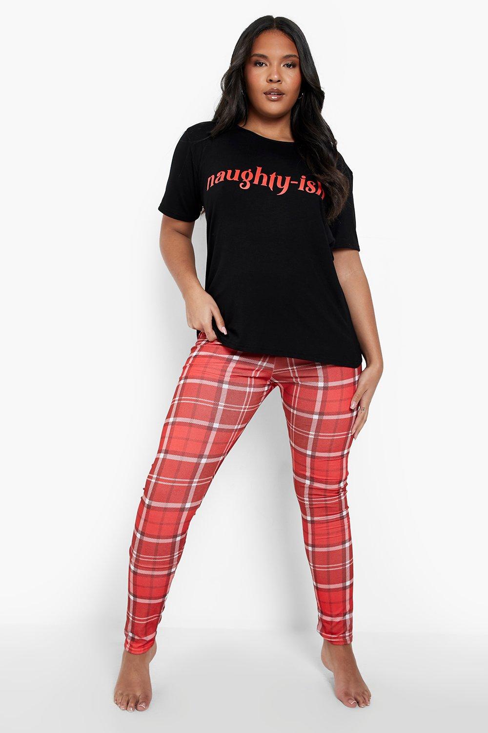 Plus size red and black plaid pajamas hot sale