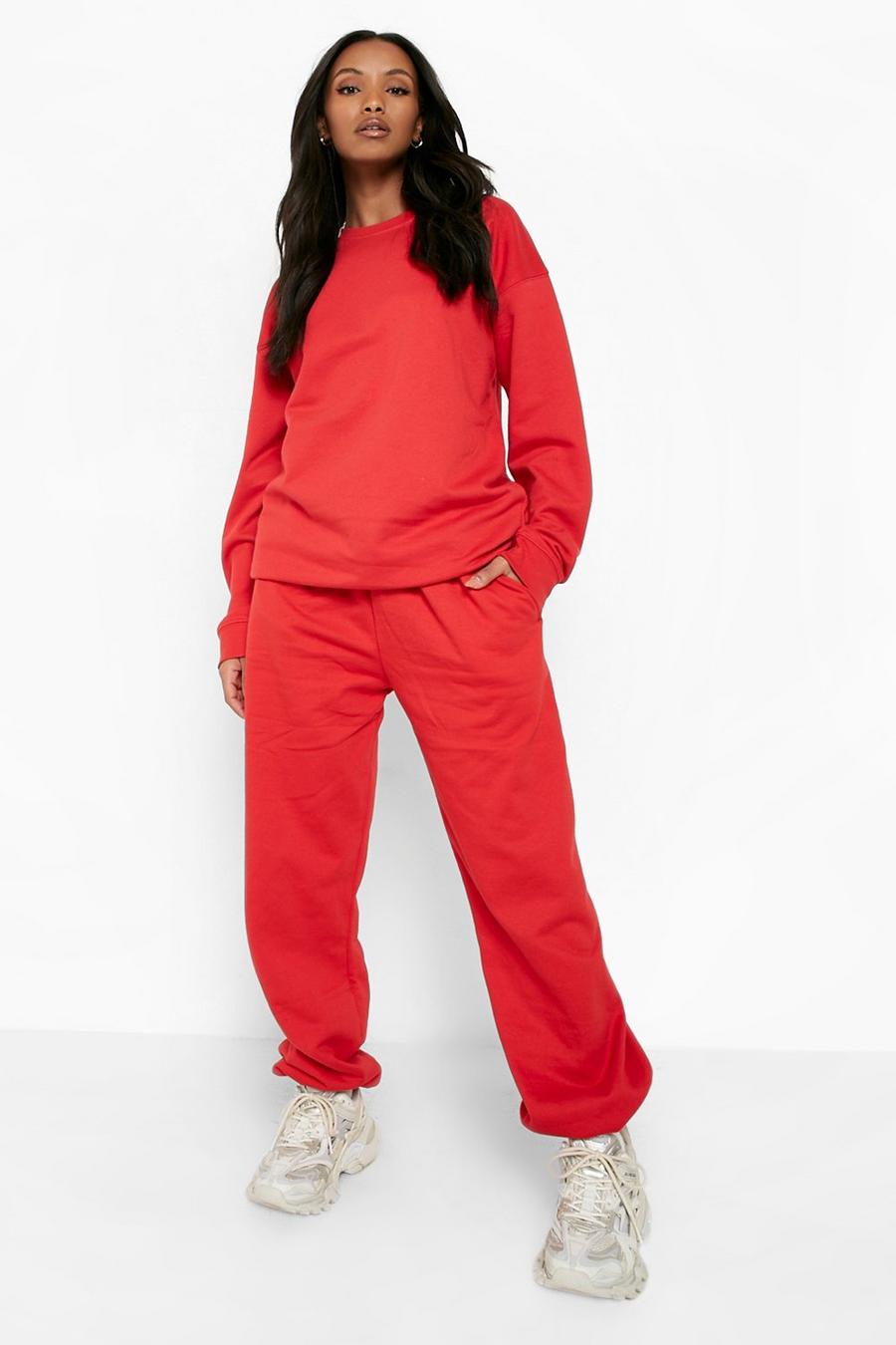 Red Petite Oversized Sweat & Track Pants Tracksuit image number 1
