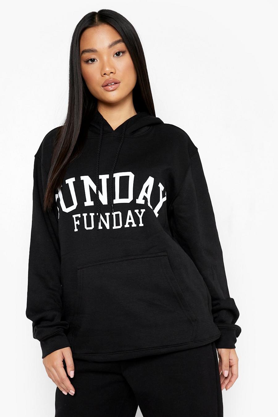 Black Petite - Sunday Funday Oversize hoodie med tryck image number 1
