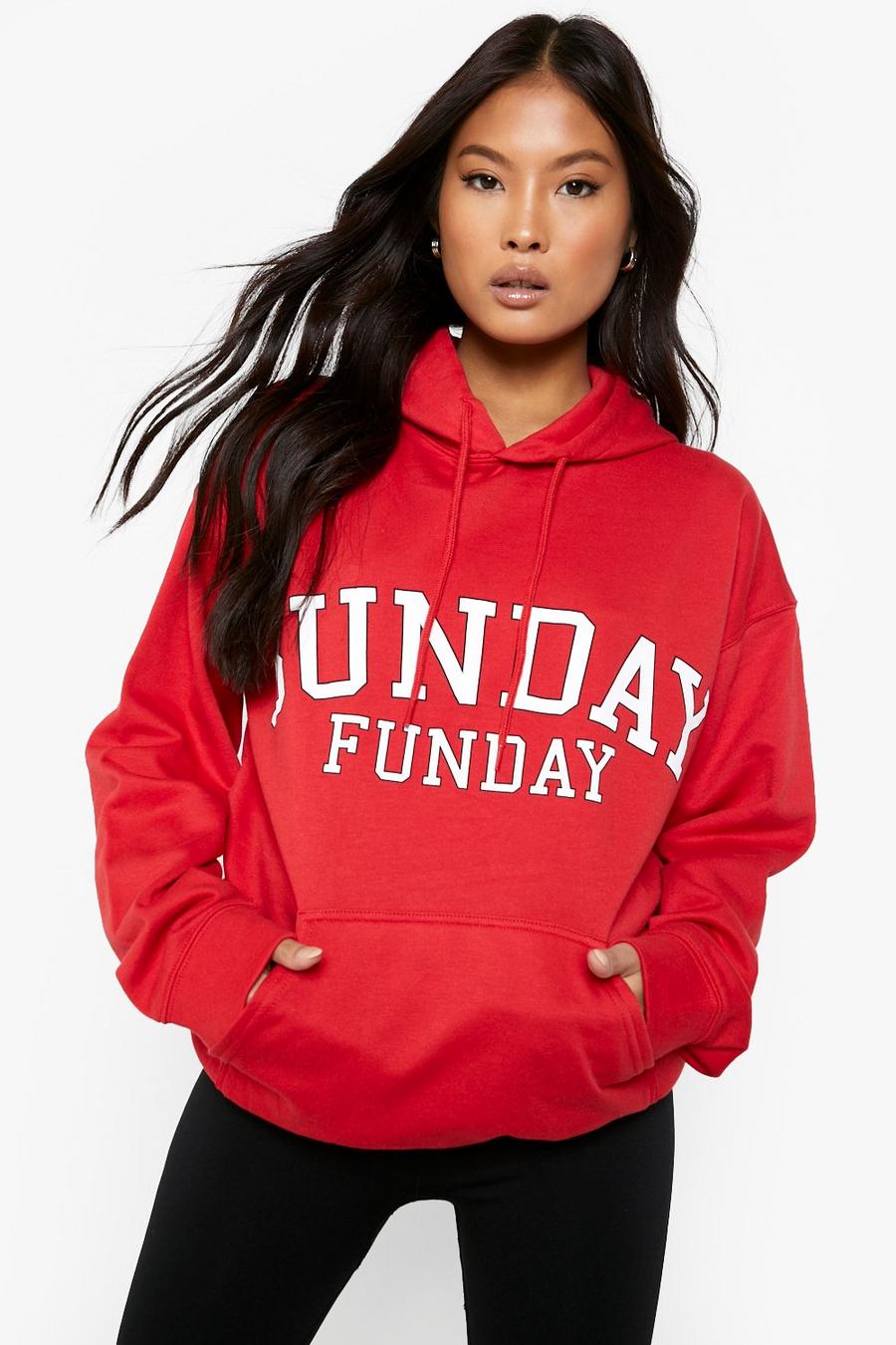 Red Petite - Sunday Funday Oversize hoodie med tryck image number 1