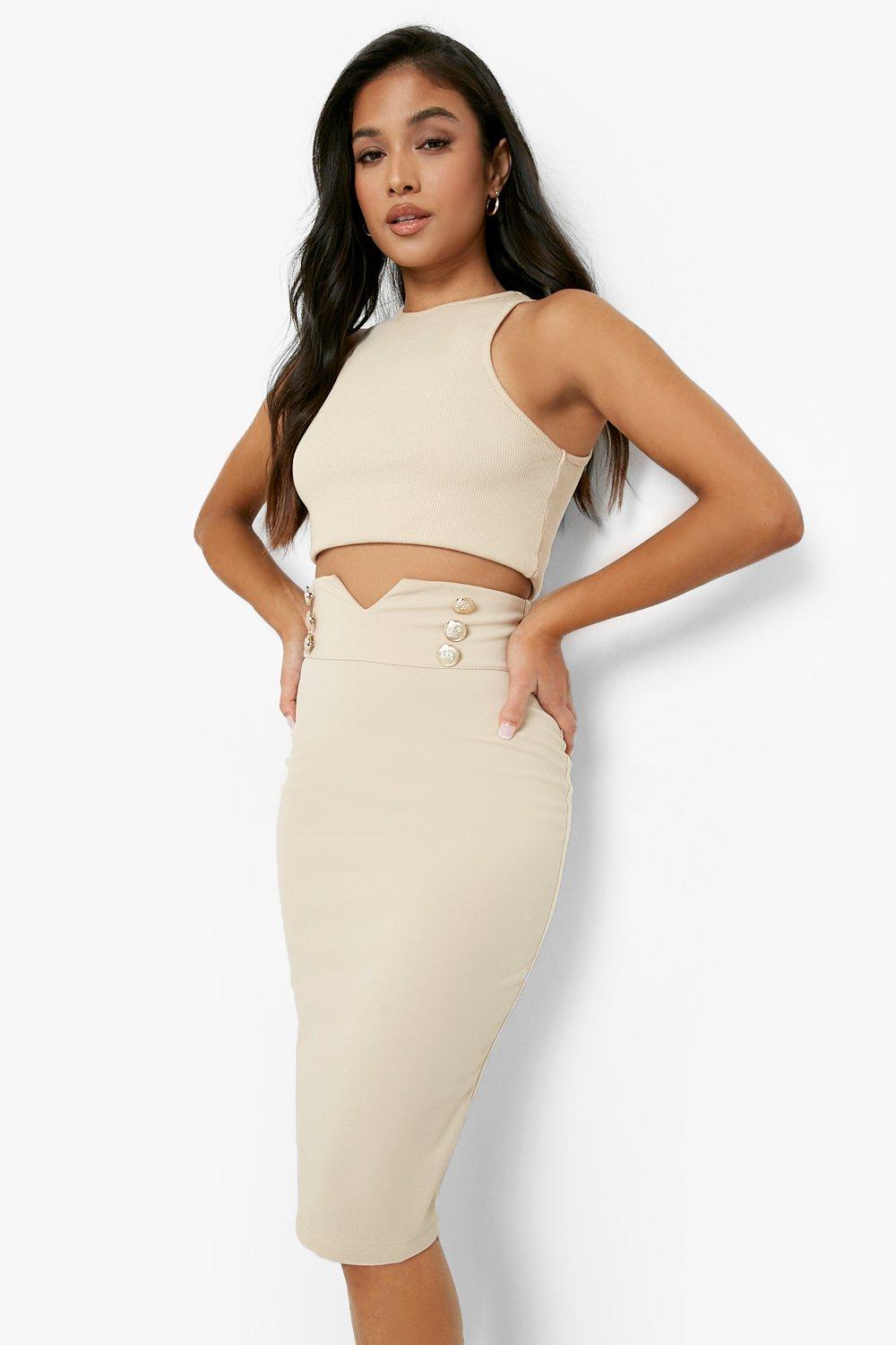 boohoo button skirt