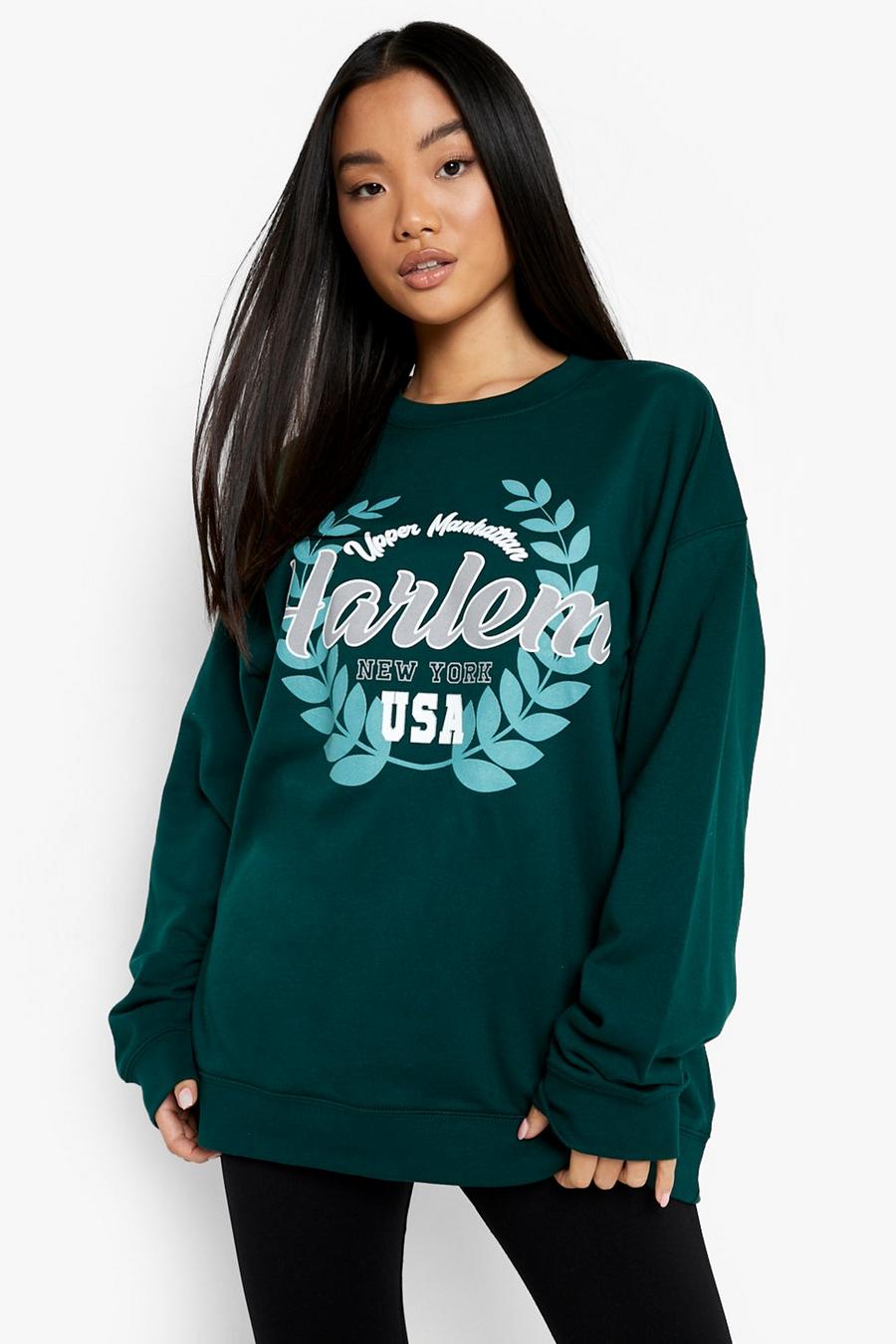Bottle green Petite - Harlem Oversize sweatshirt med tryck image number 1