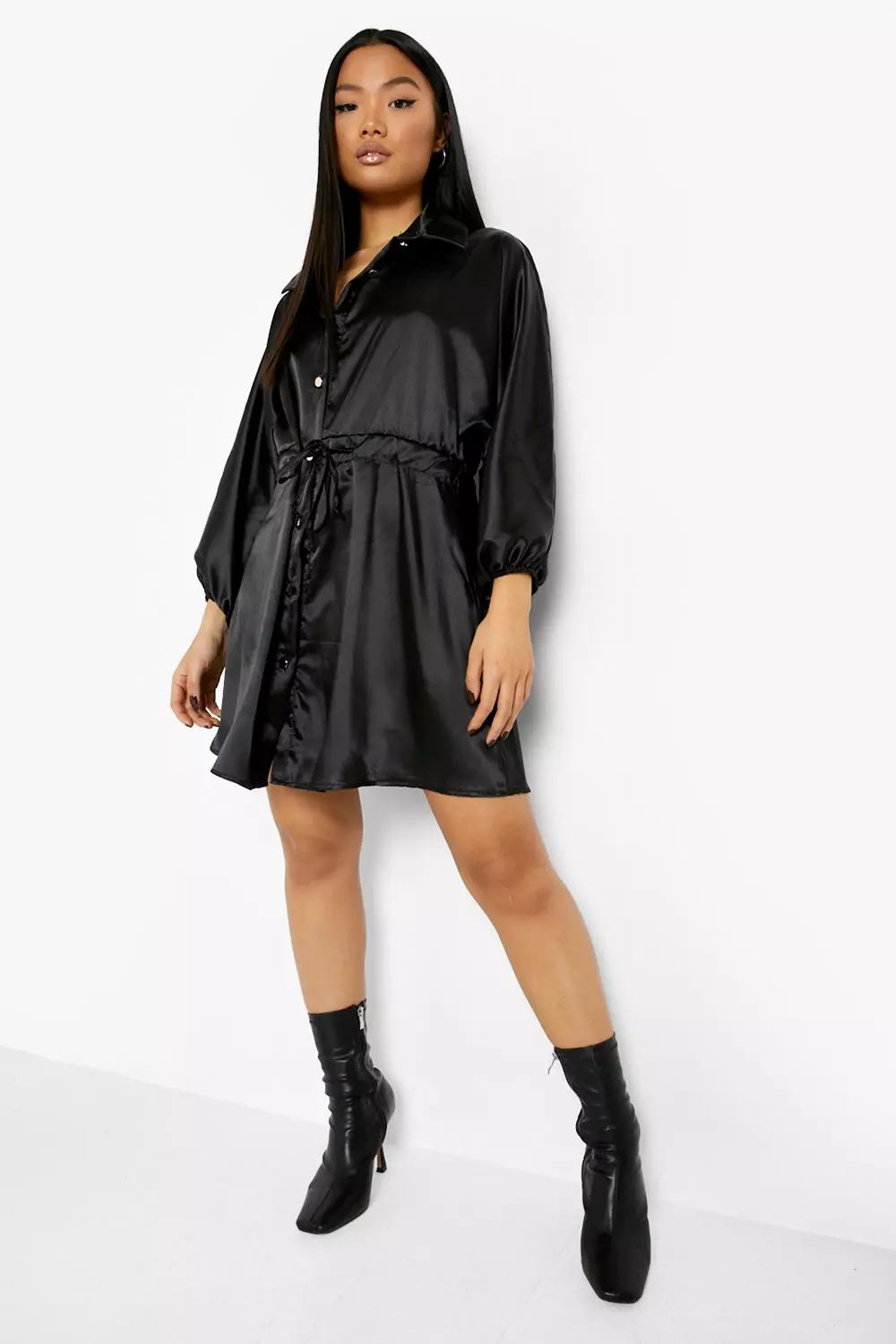 Missguided satin shirt dress best sale