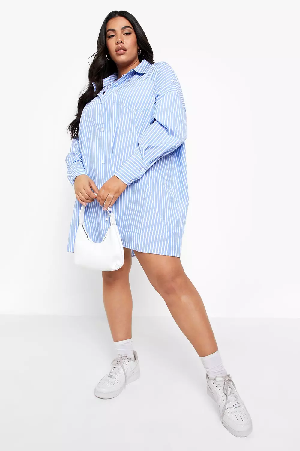 White oversized shirt 2024 dress plus size