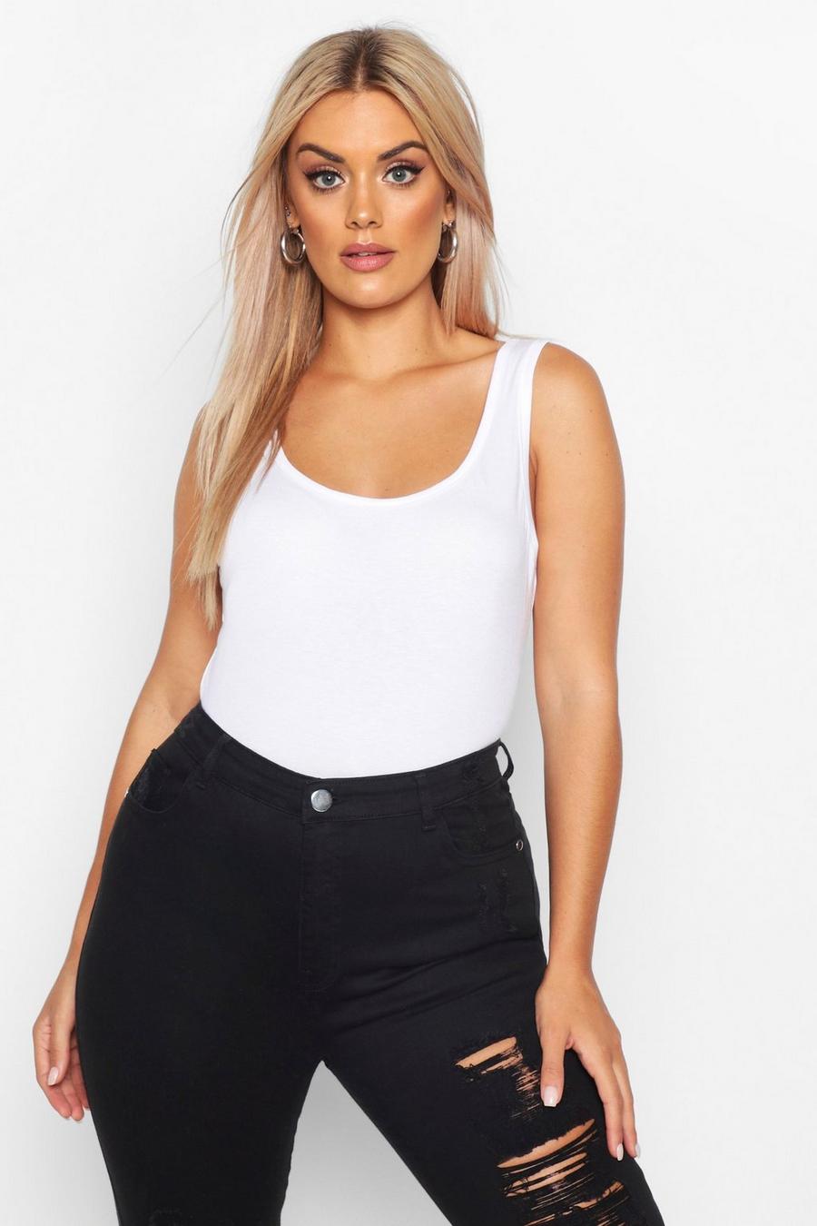 White Plus Basic Wide Strap Tank Top image number 1