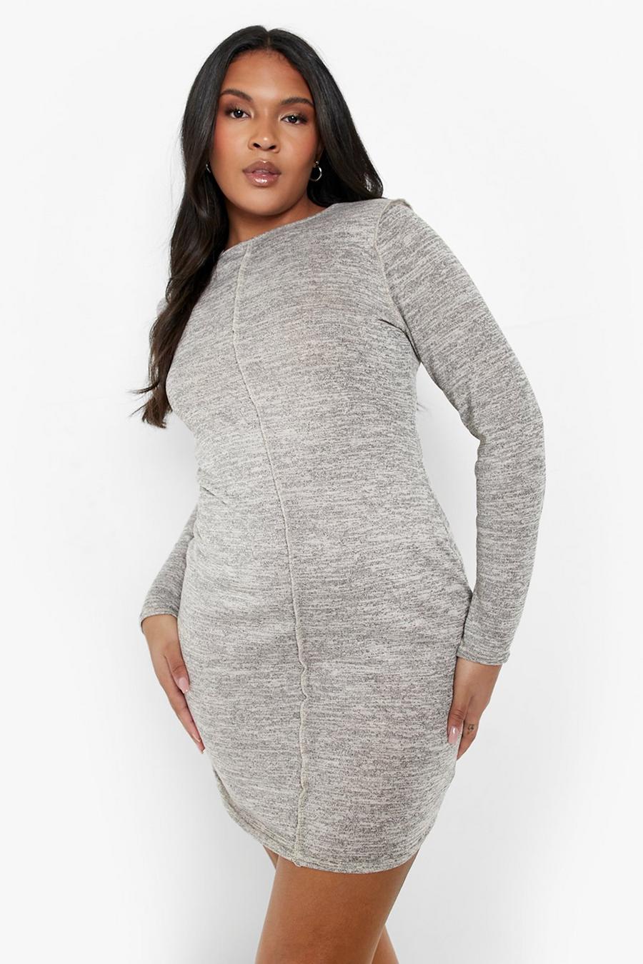 Charcoal Plus Knitted Seam Front Mini Dress image number 1