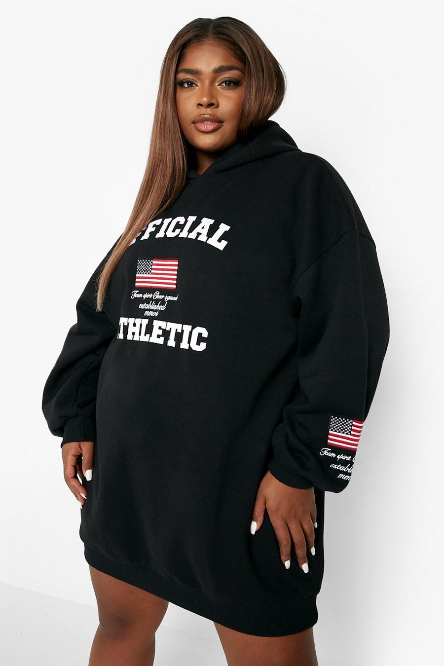Black Plus Official Athletic Oversized Sweatshirt Dress image number 1