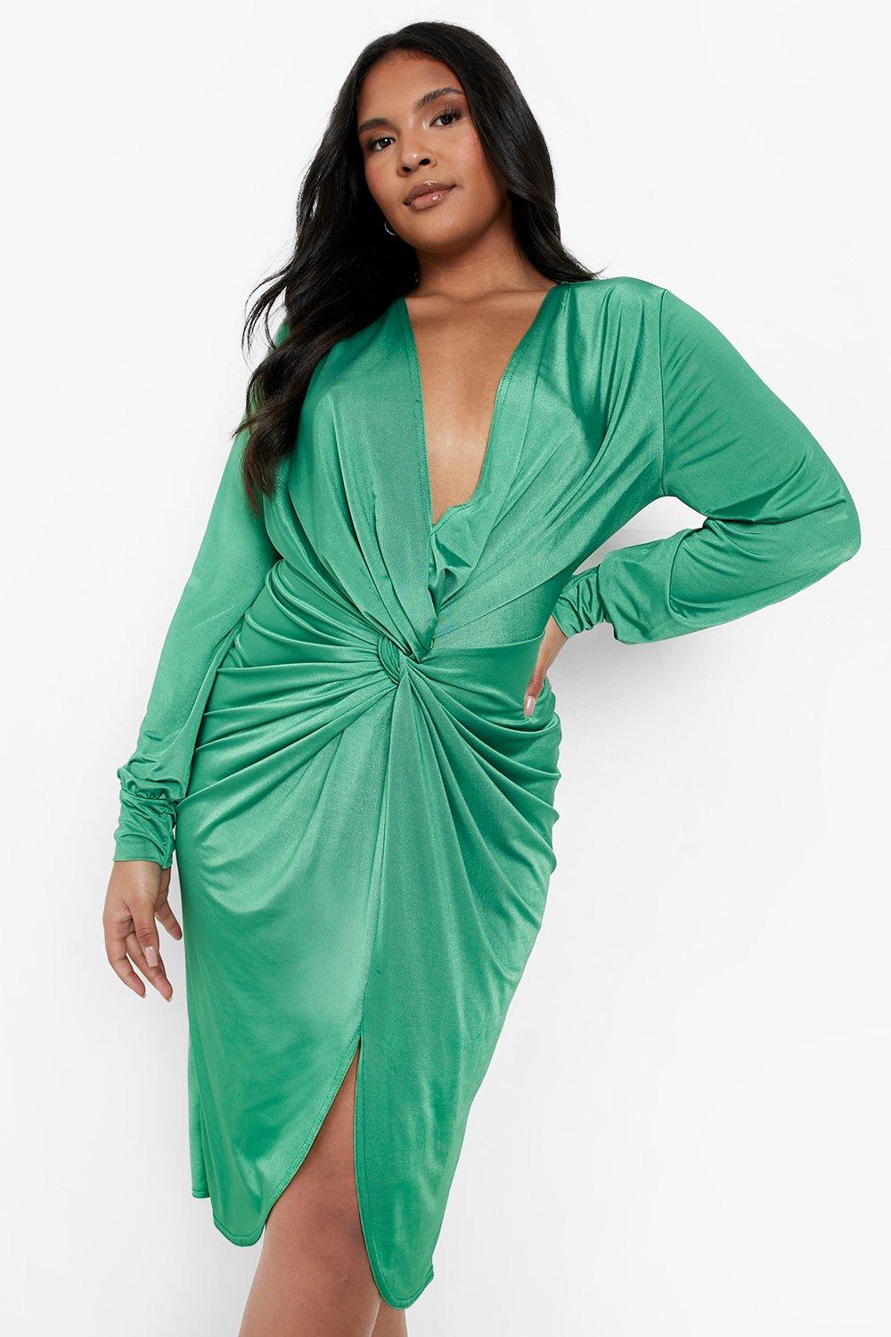 Boohoo slinky twist hot sale front midi dress