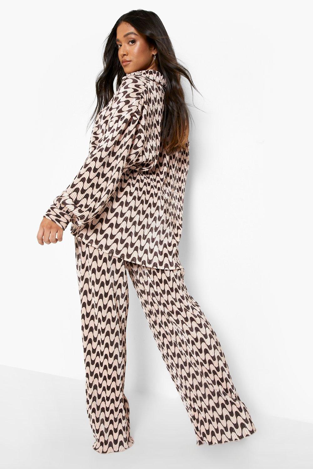 Retro Print Wide Leg Pants