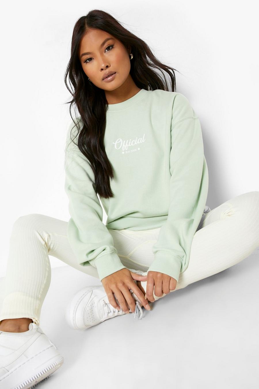 Petite Oversize Sweatshirt mit Official Print, Apple green image number 1