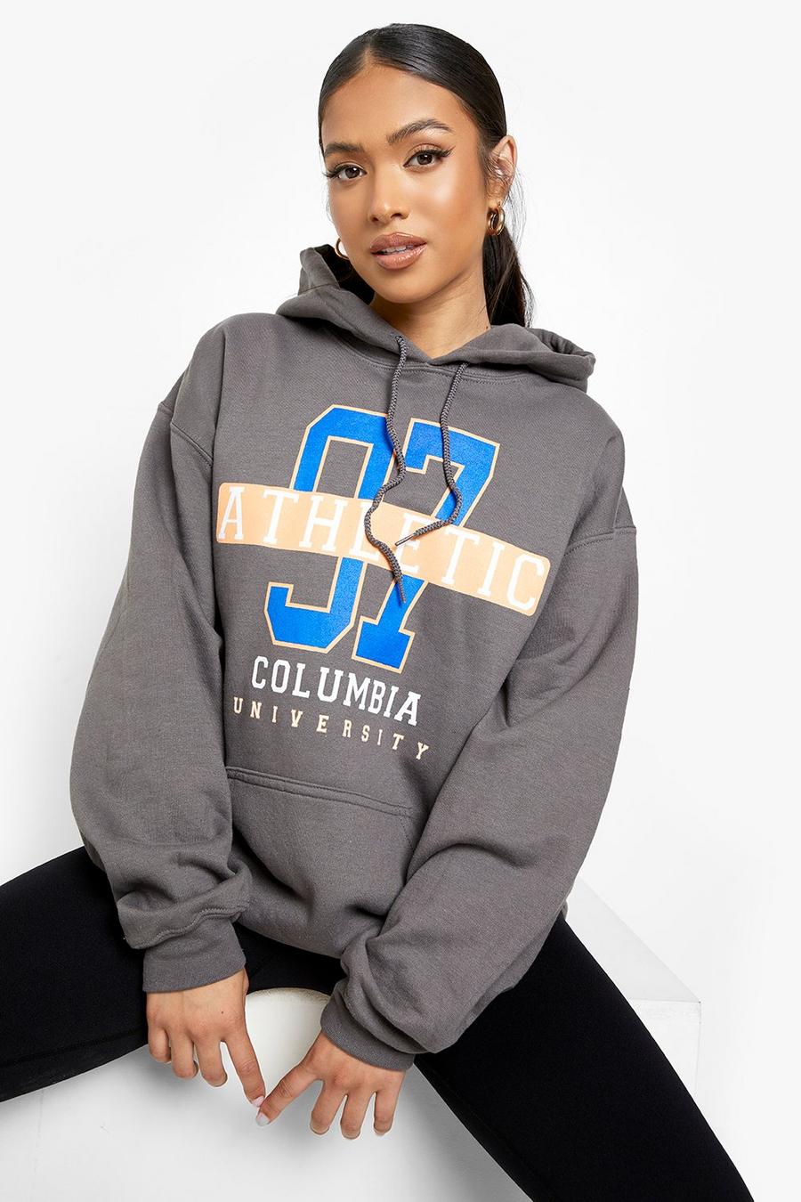 Charcoal Petite Oversized Athletic Hoodie image number 1