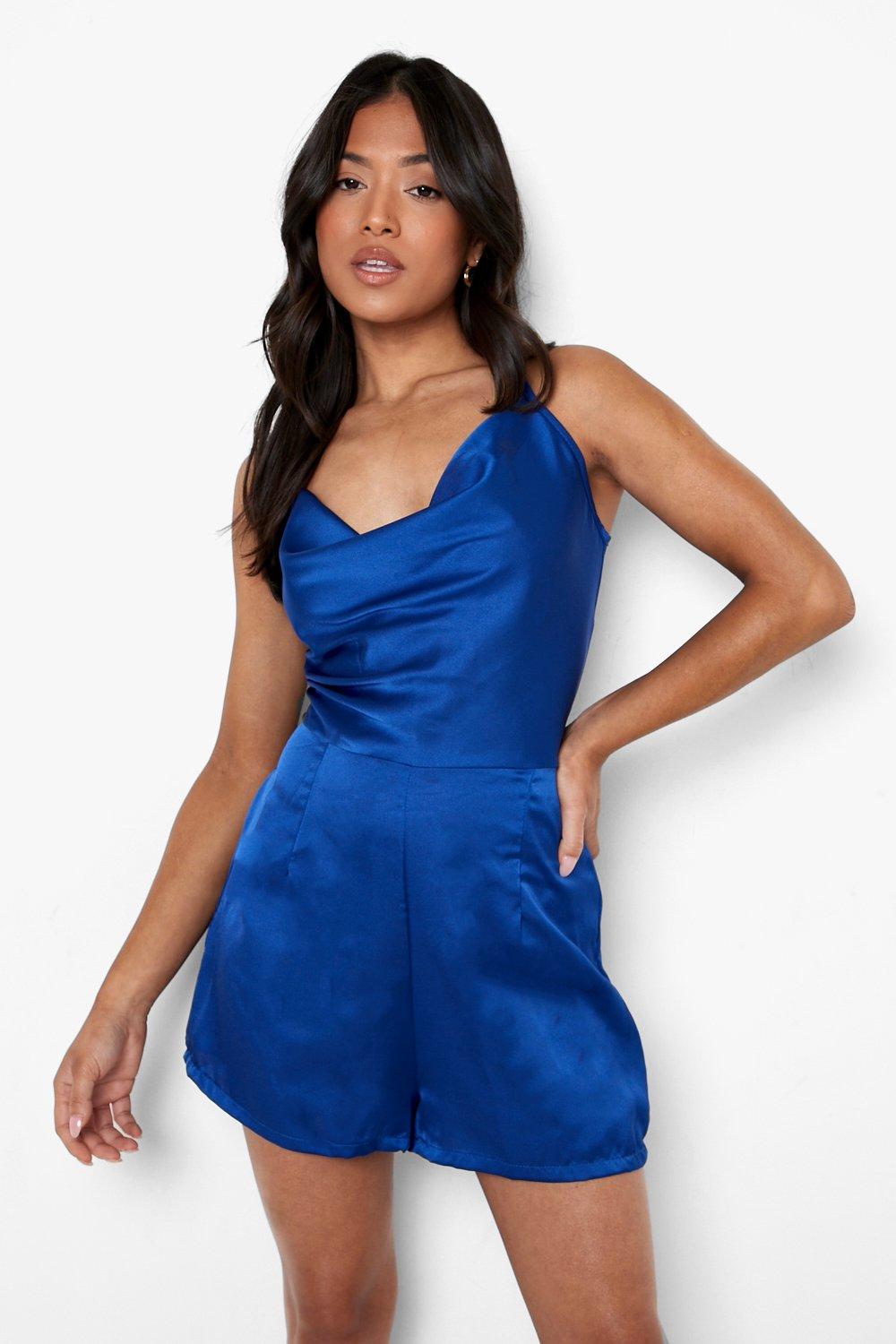 blue satin playsuit Cinosural International School