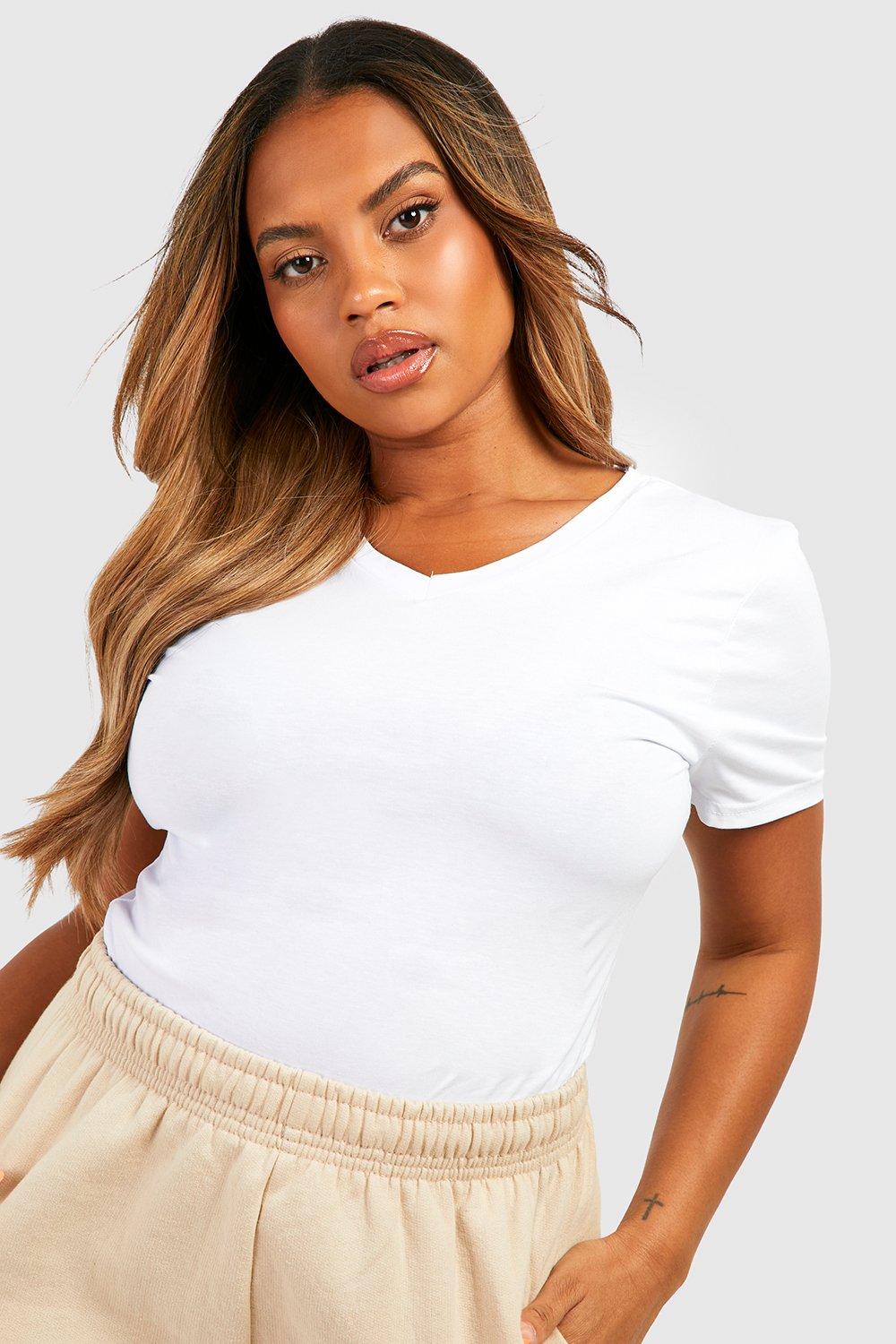 Grande taille T shirt basique col V boohoo