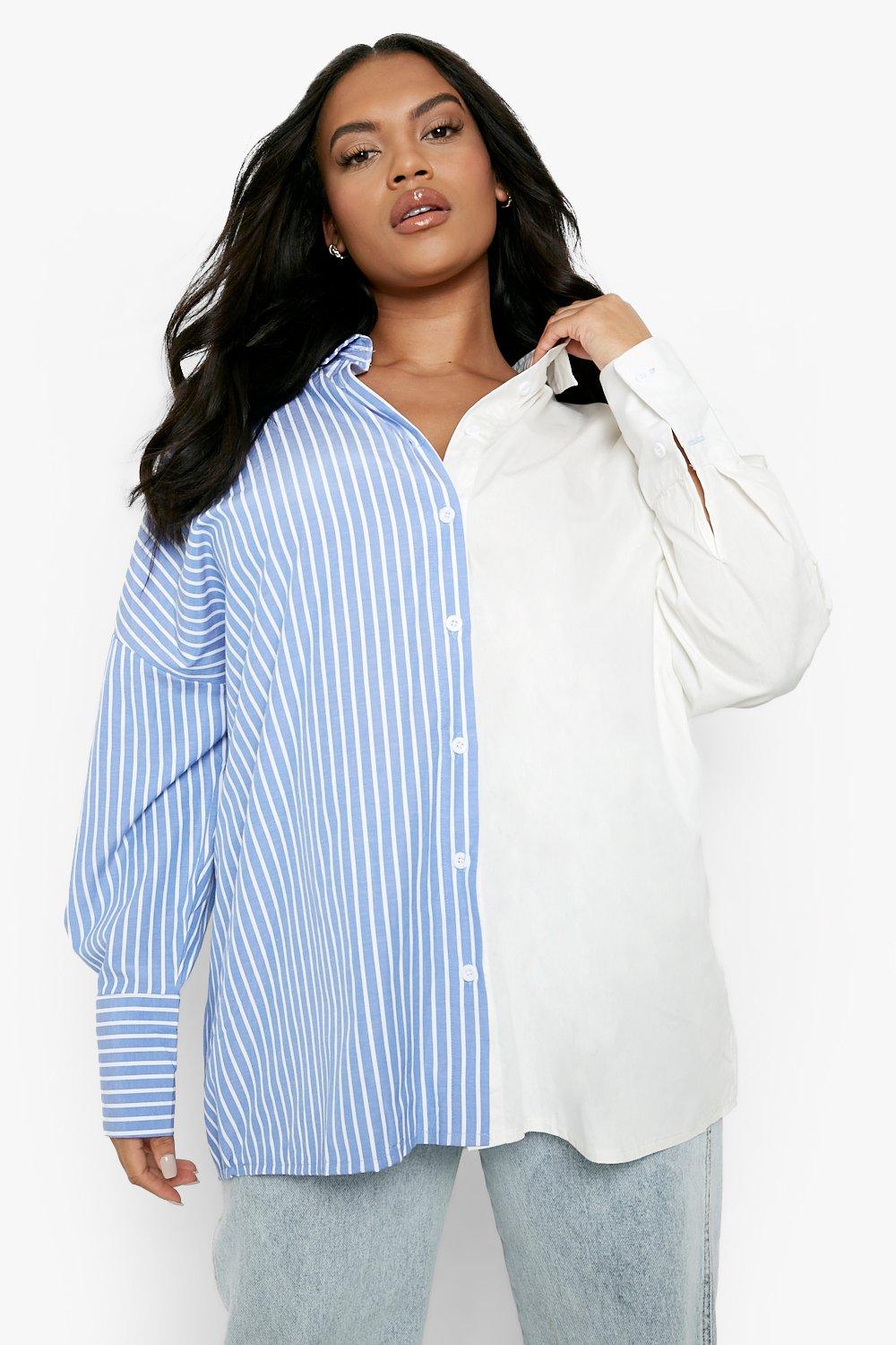 Grande taille Chemise oversize bicolore rayures