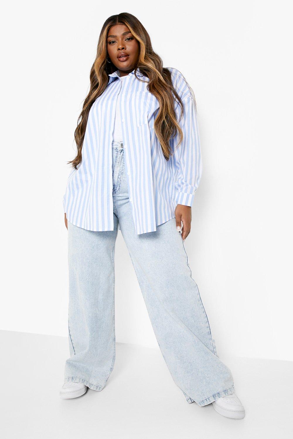 Plus size hot sale striped jeans