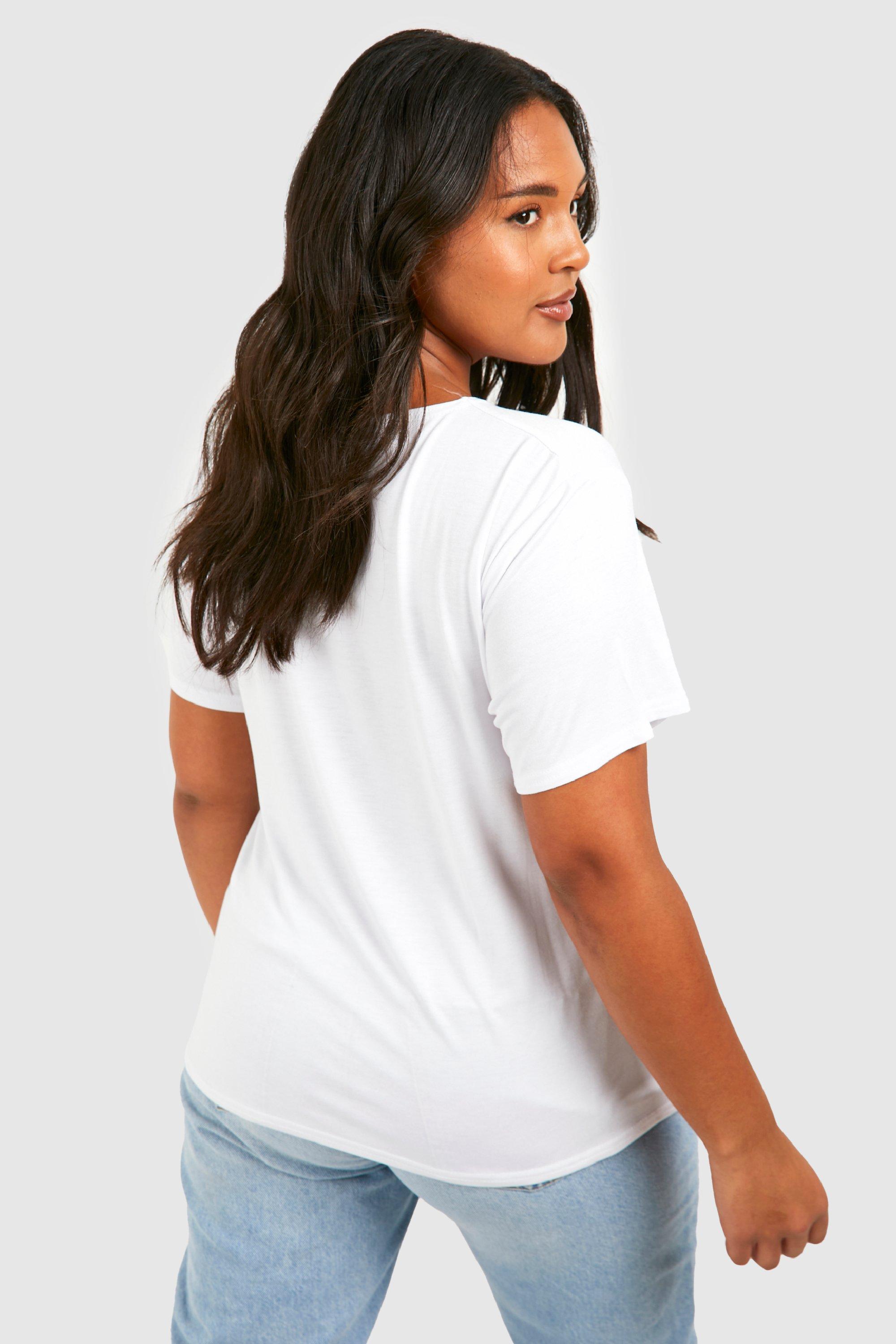 Grande taille T shirt basique a col rond boohoo FR