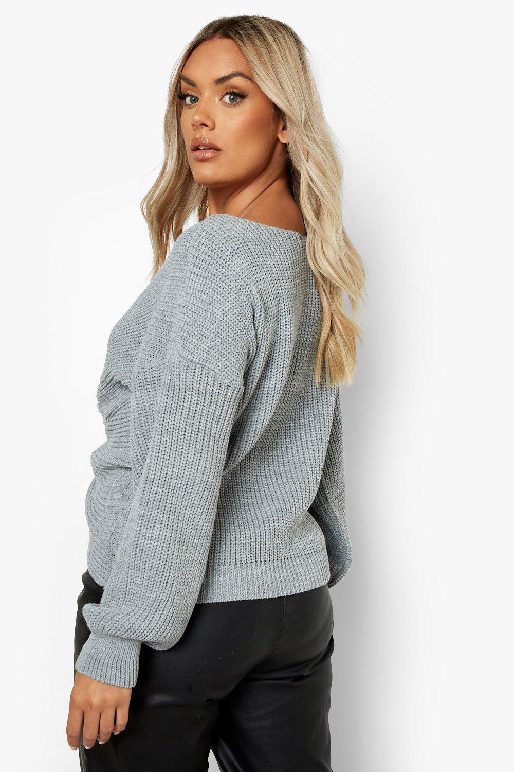 Grey twist front outlet jumper