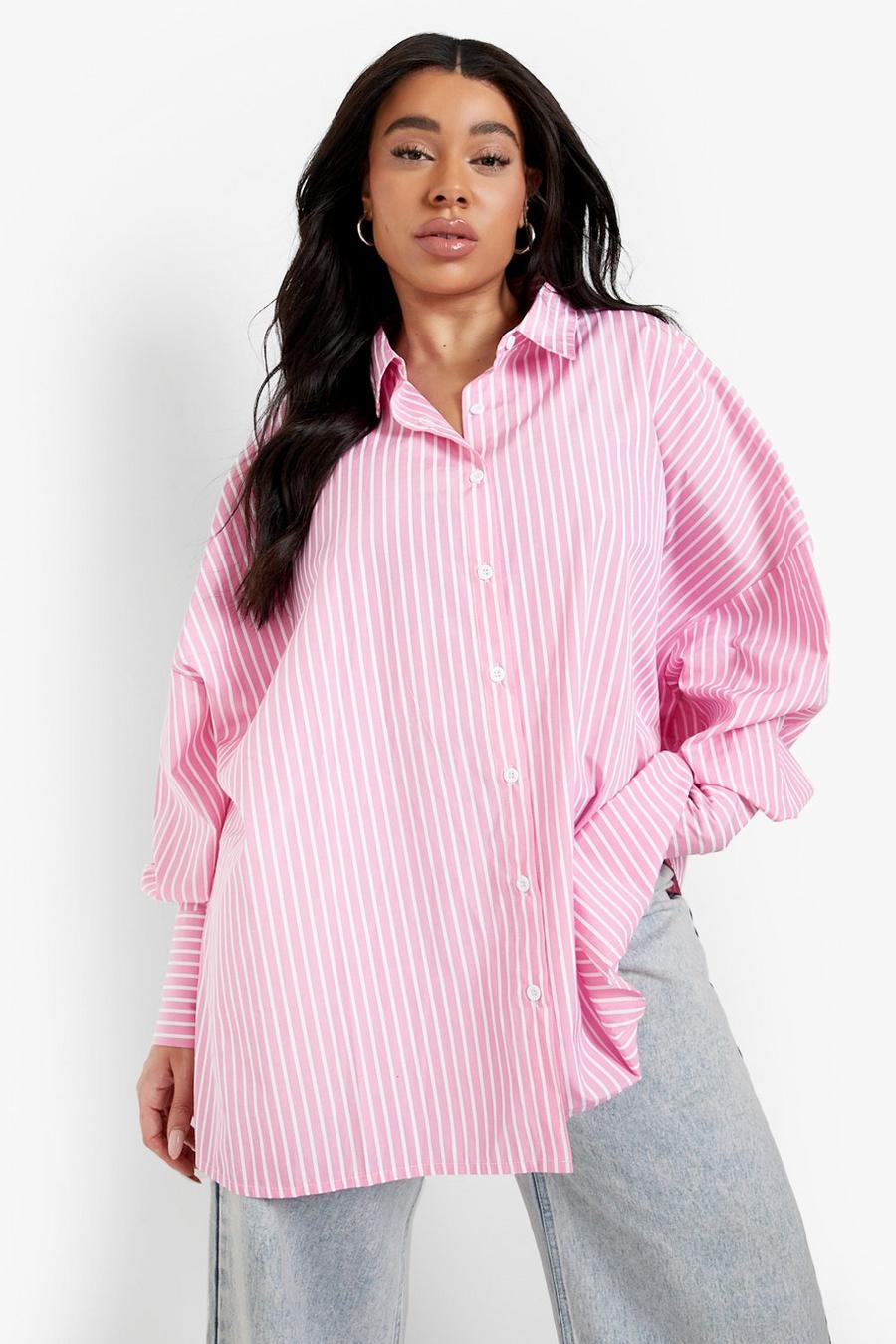 Baby pink Plus - Oversize randig skjorta image number 1