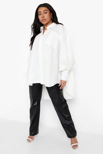 Plus Oversized Dip Back Overhemd white