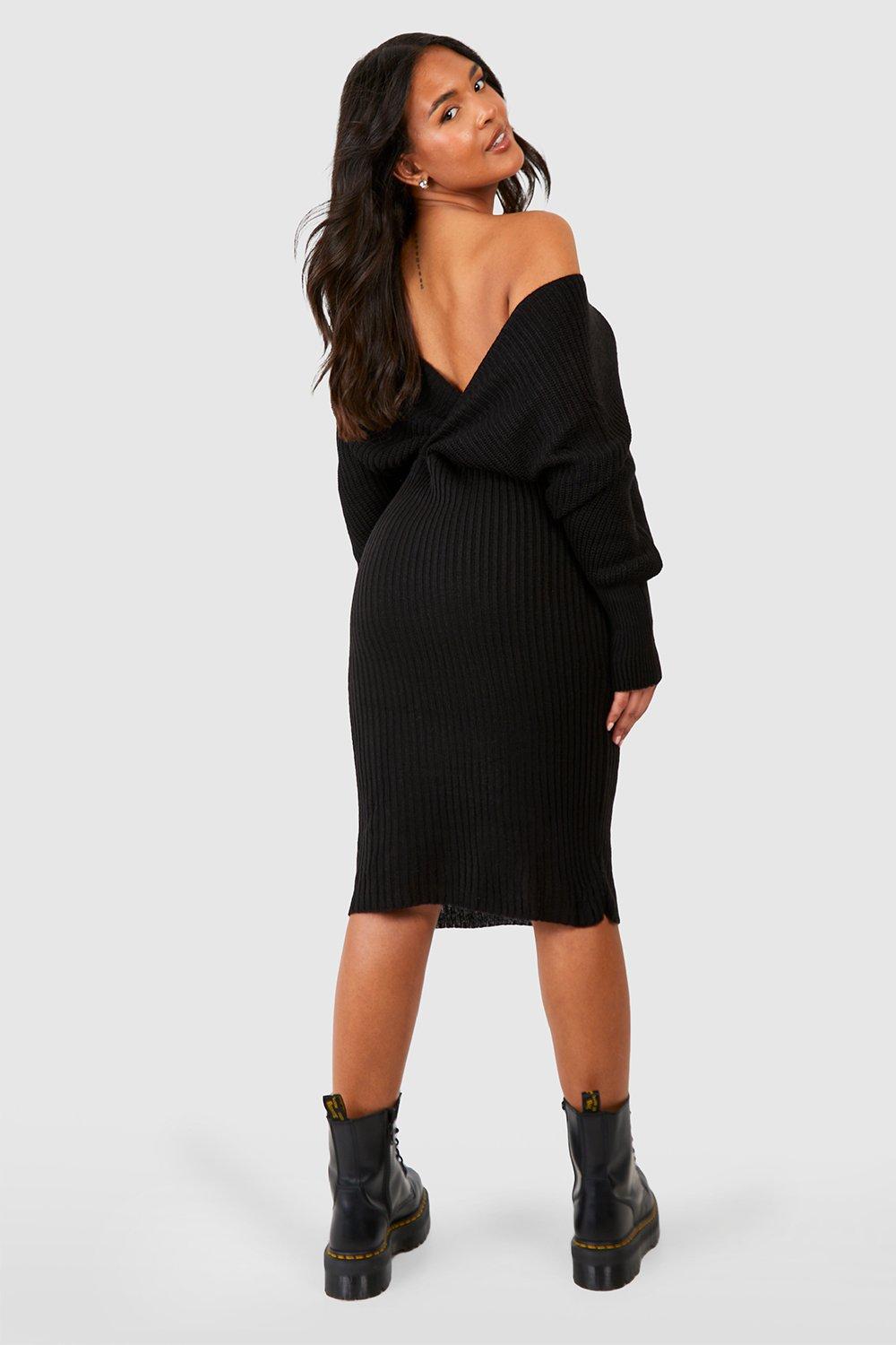 Off shoulder black best sale jumper dress