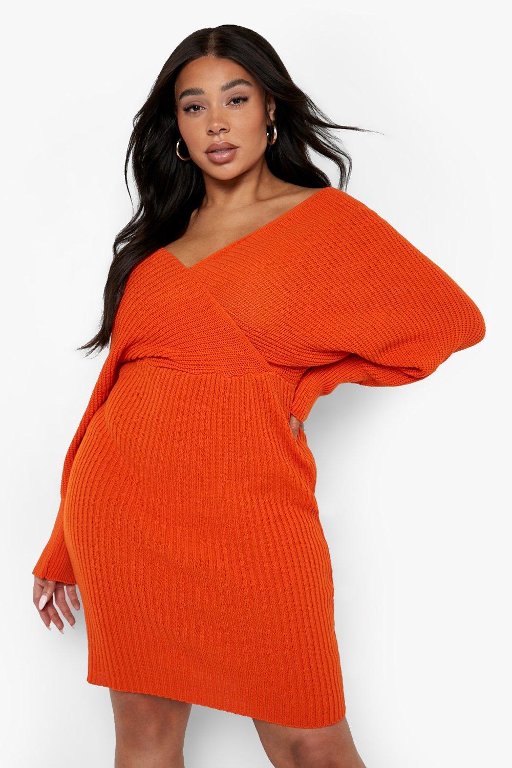 off the shoulder plus size sweater dress