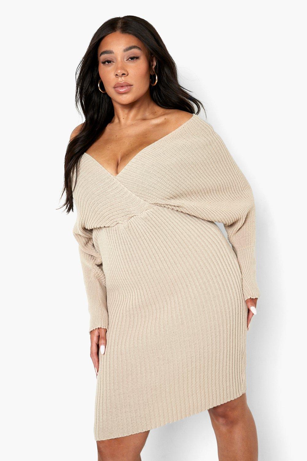 Plus size off 2025 the shoulder jumper dress