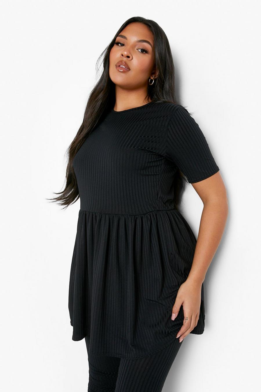 Black Plus Smock Top And Legging Two-Piece image number 1