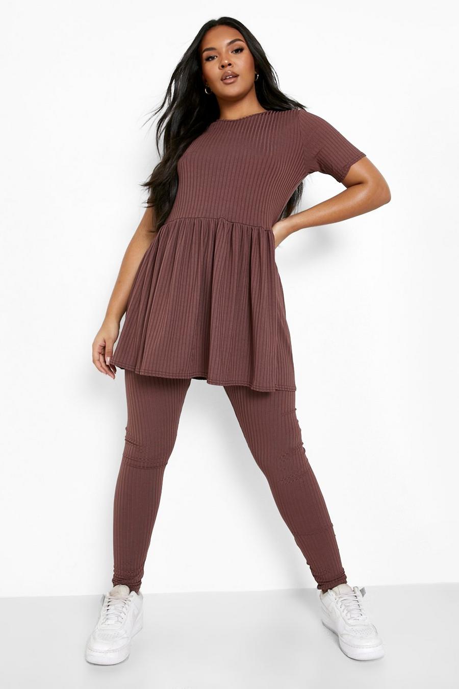 Chocolate Plus Smock Top And Legging Co-Ord image number 1