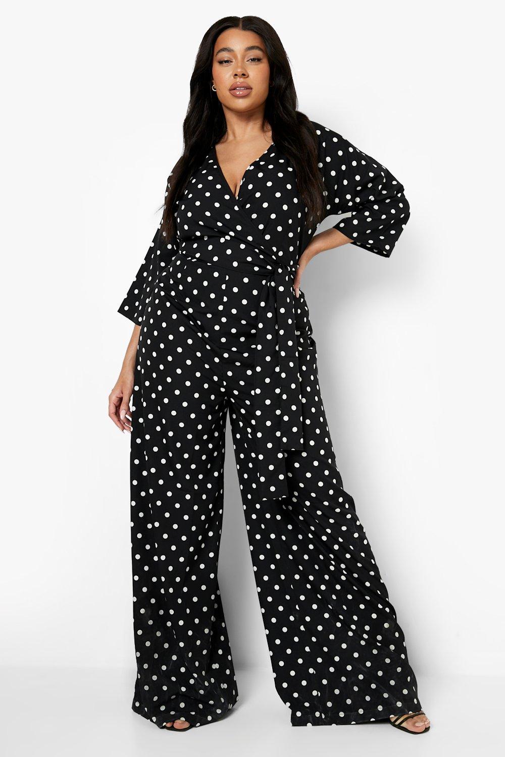 Boohoo polka hot sale dot jumpsuit