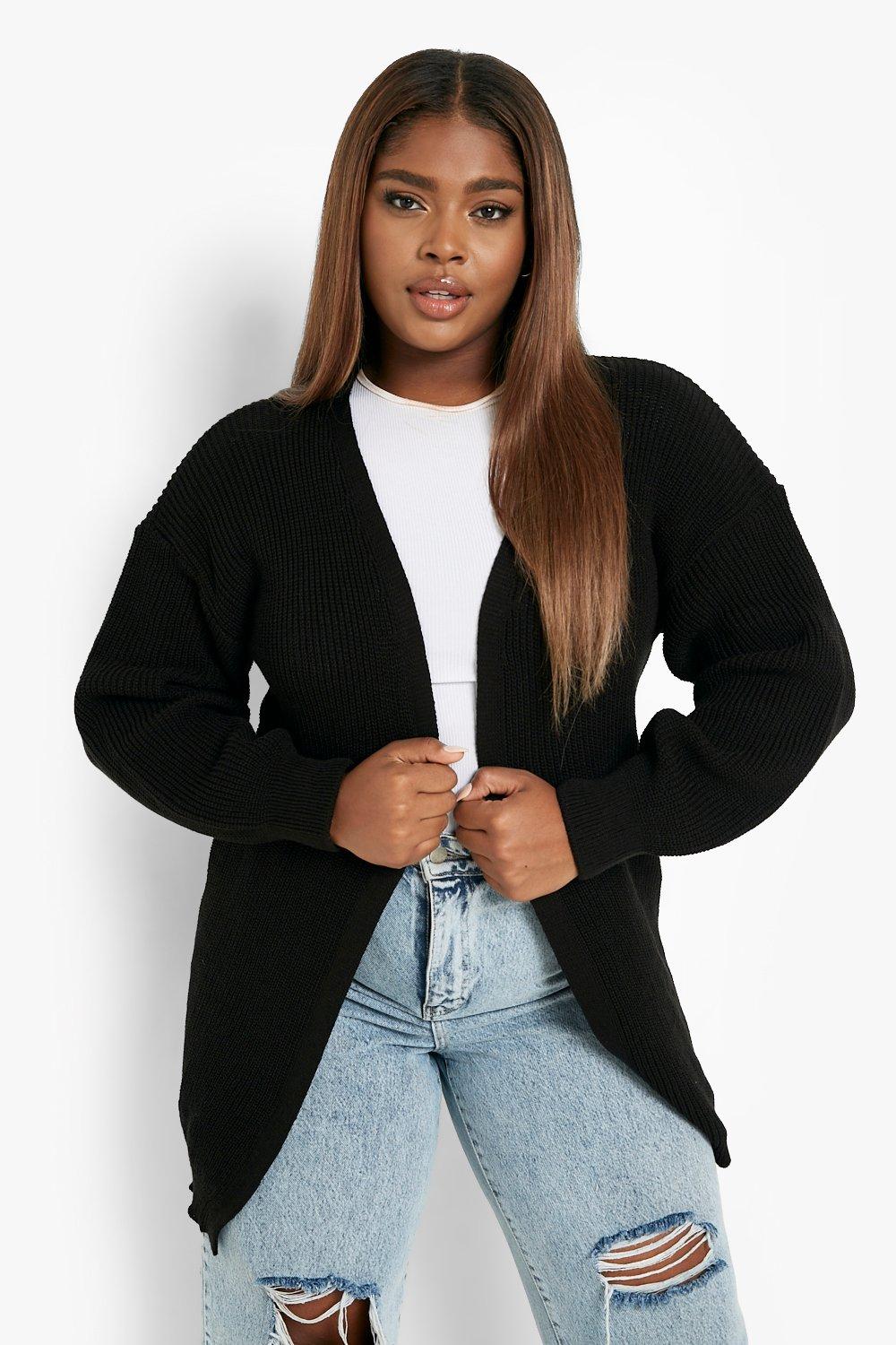 Plus size black hot sale boyfriend cardigan