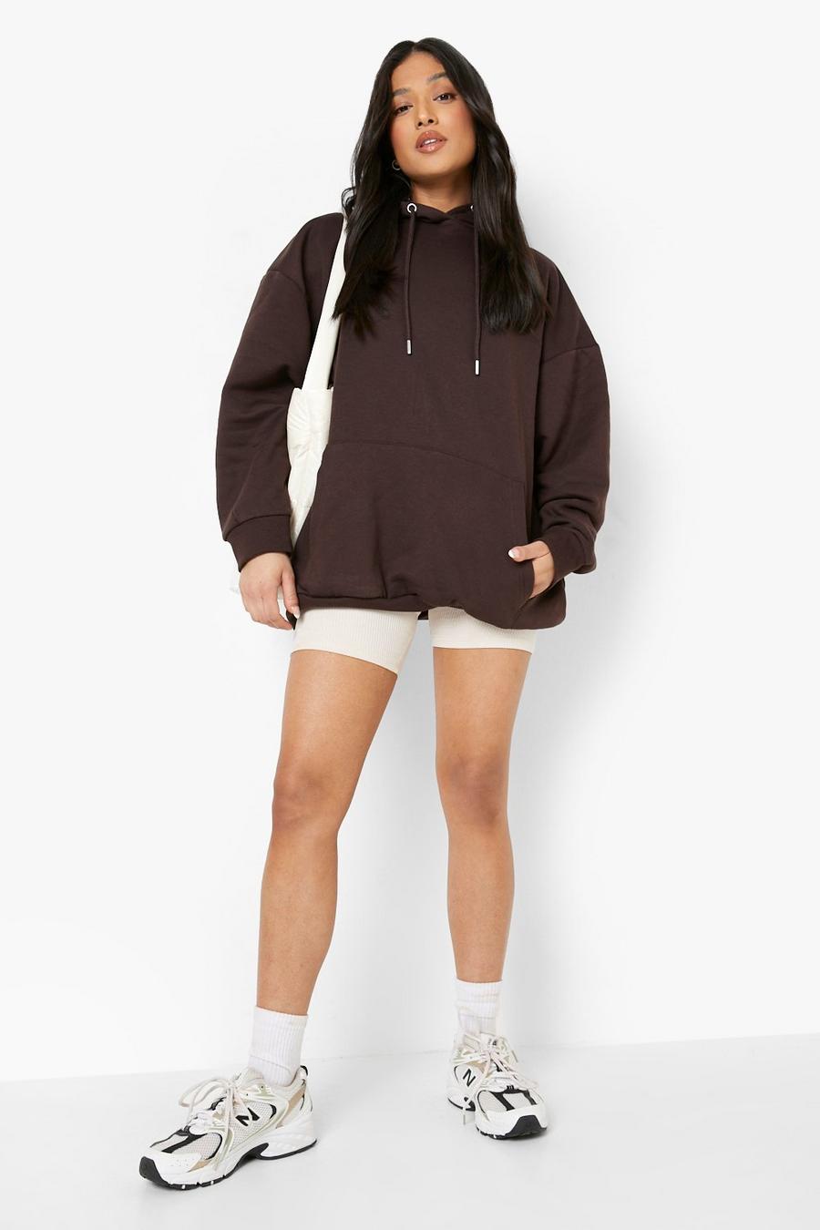 Chocolate Petite Oversized Hoodie image number 1