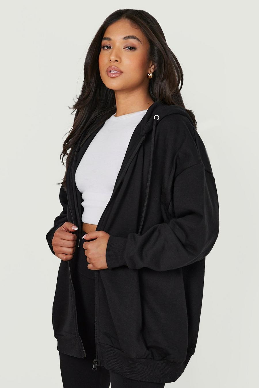 Black svart Petite - Oversize hoodie med dragkedja image number 1