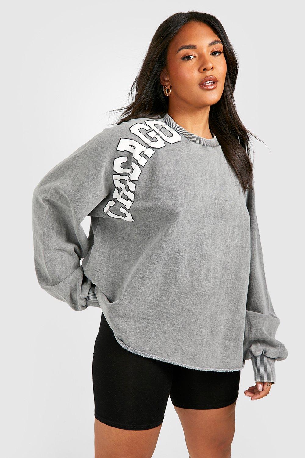 Plus Chicago Acid Wash Sweatshirt