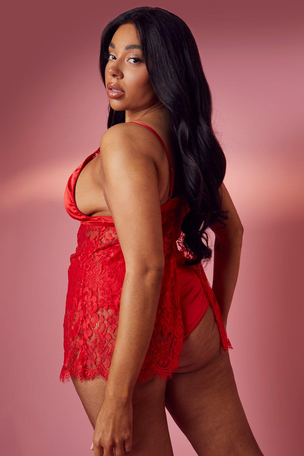 Grande taille Ensemble de lingerie en dentelle soutien gorge et tanga boohoo FR