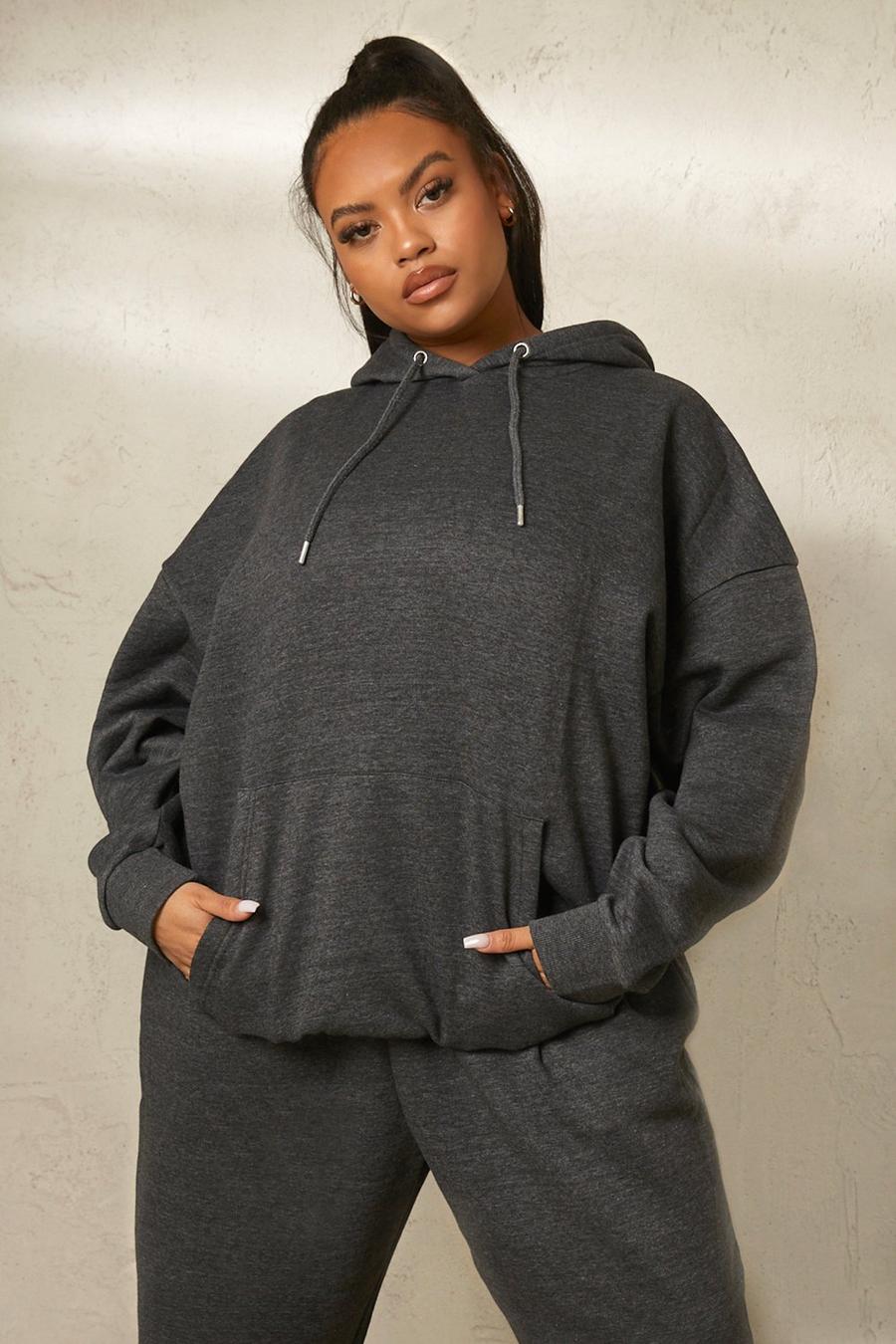 Charcoal grå Plus - Basic Oversize hoodie image number 1