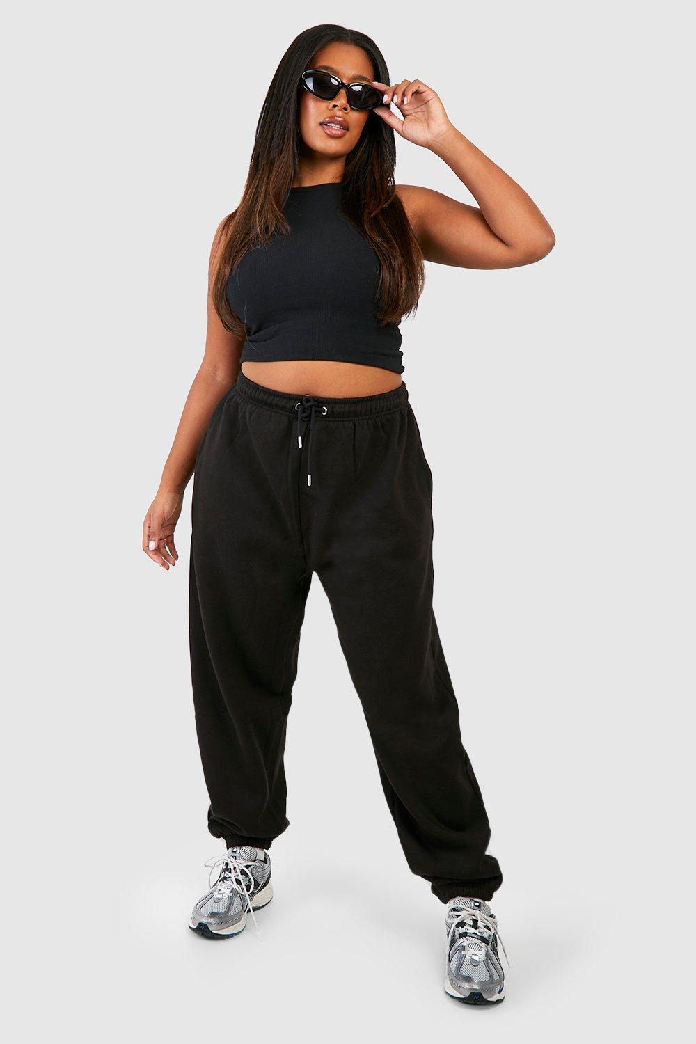 Women's Black Plus Basic Oversized Joggers | Boohoo UK