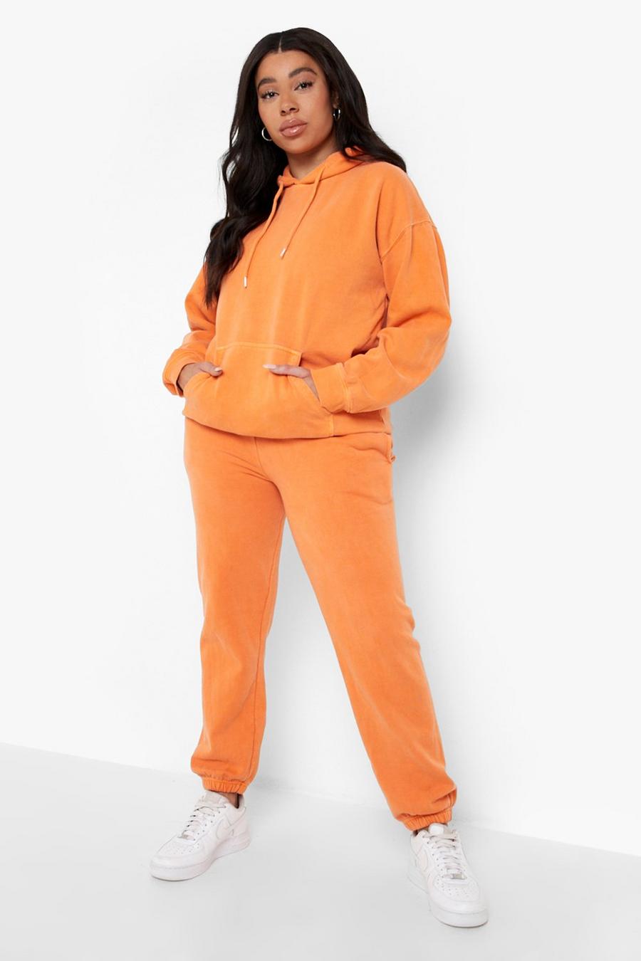 Pantalones deportivos Plus oversize sobreteñidos, Orange naranja