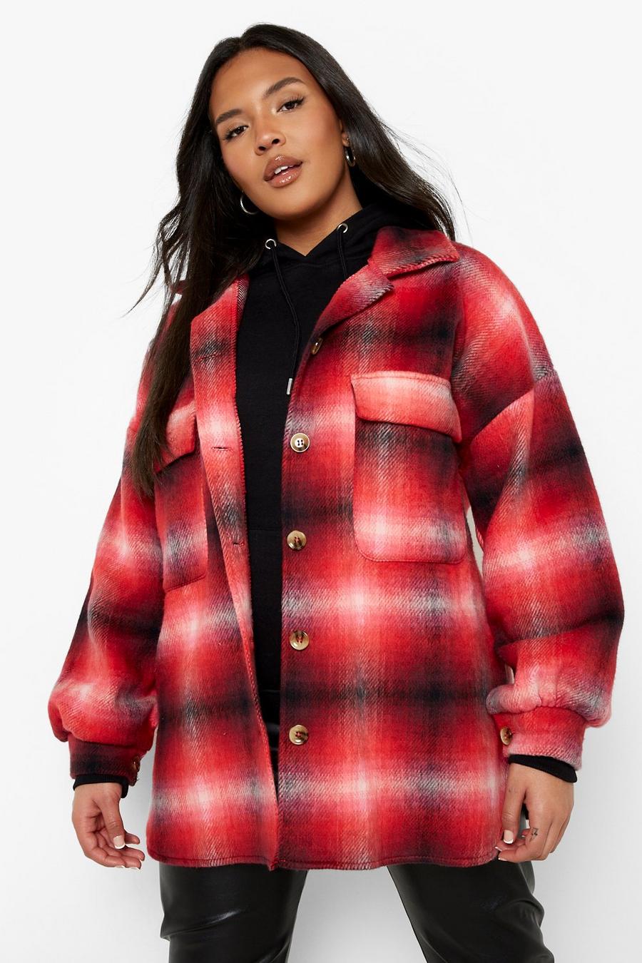 Red Plus Checked Shacket image number 1