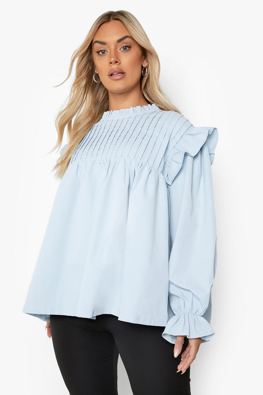 Blue Plus Ruffle Smock Top image number 1