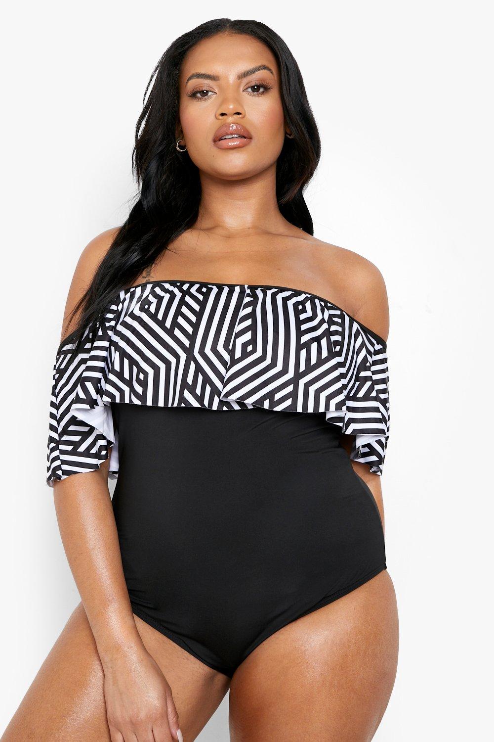 Plus size off the shoulder swim top on sale