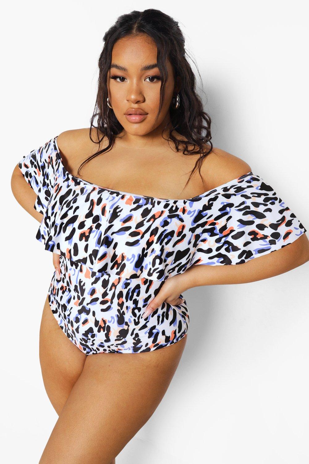 Plus size leopard bathing on sale suit