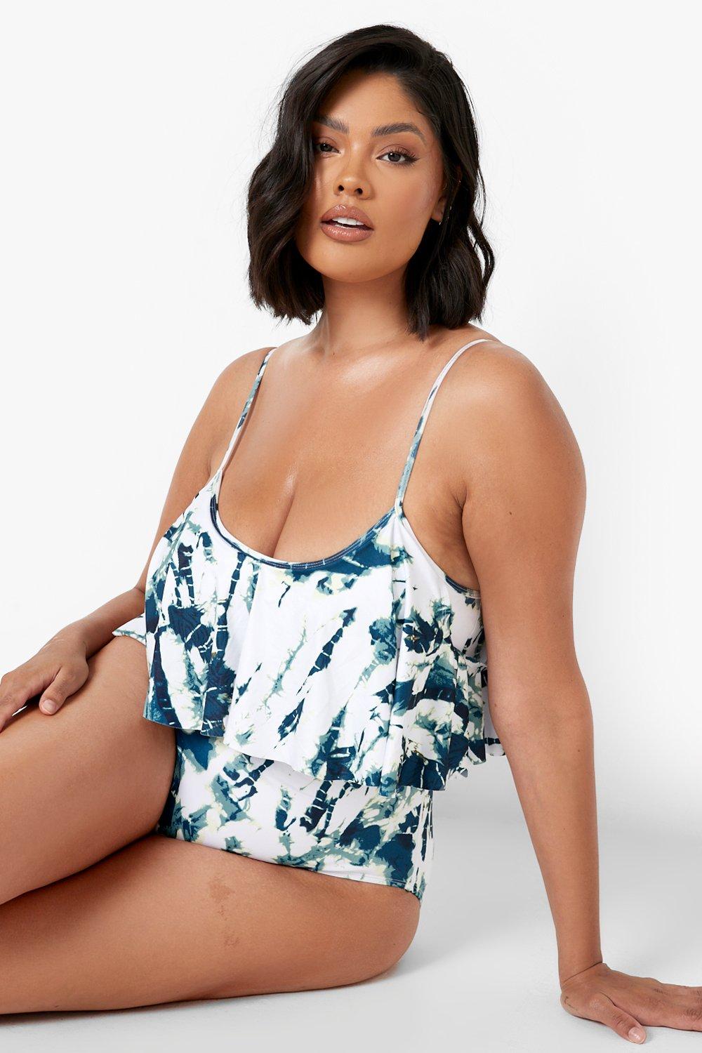 Meander Modig korruption Plus Marble Print Drape Sleeve Swimsuit | boohoo