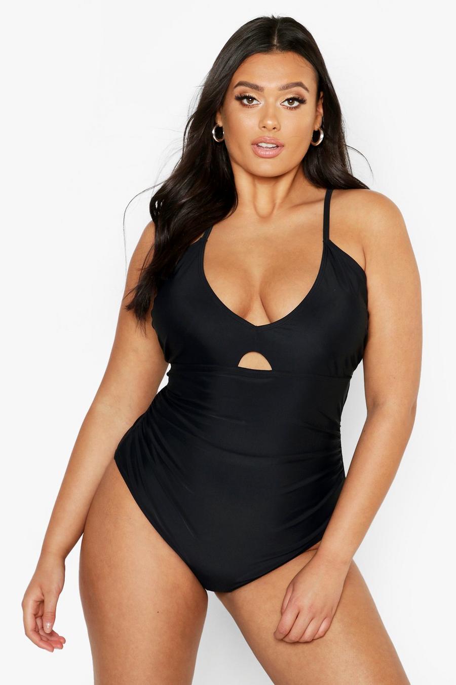 Black Plus Ruched Control Swimsuit image number 1