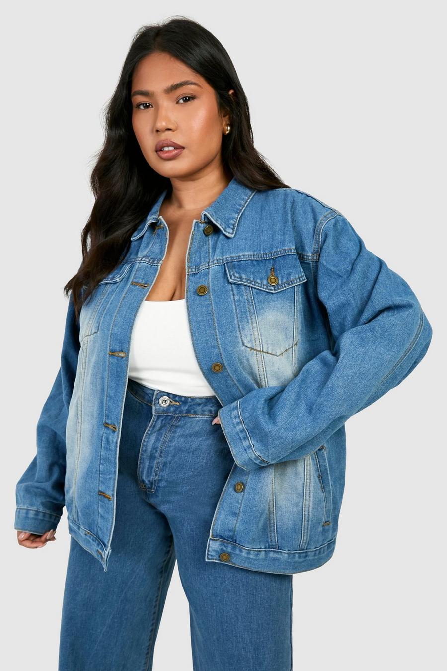Giacca in denim Plus Size oversize, Mid blue azul